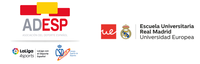 Logos ADESP, y Escuela Universitaria Real Madrid